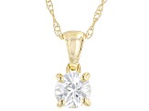 White Zircon 10K Yellow Gold Childrens Solitaire Pendant With Chain 0.35ct