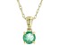 Green Emerald 10K Yellow Gold Childrens Solitaire Pendant With Chain 0.21ct