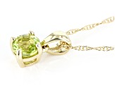 Green Manchurian Peridot(TM) 10K Yellow Gold Childrens Solitaire Pendant With Chain 0.26ct