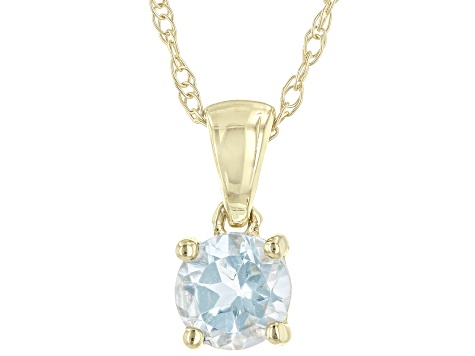 Sky Blue Glacier Topaz 10K Yellow Gold Childrens Pendant With Chain 0.27ct