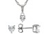 White Lab Created Sapphire Rhodium Over Silver Childrens Pendant With Chain & Earrings Set 0.90ctw