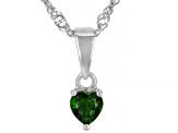 Green Chrome Diopside Rhodium Over Silver Childrens Pendant With Chain And Earrings Set 0.77ctw