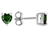 Green Chrome Diopside Rhodium Over Silver Childrens Pendant With Chain And Earrings Set 0.77ctw