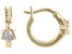 White Zircon 10k Yellow Gold Childrens Star Hoop Earrings 0.14ctw