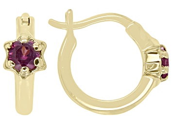 Picture of Grape Color Garnet 10k Yellow Gold Childrens Star Hoop Earrings 0.12ctw
