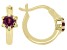 Grape Color Garnet 10k Yellow Gold Childrens Star Hoop Earrings 0.12ctw