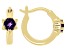Purple Amethyst 10k Yellow Gold Childrens Star Hoop Earrings 0.12ctw