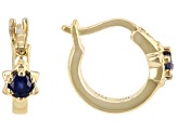Blue Sapphire 10k Yellow Gold Childrens Star Hoop Earrings 0.12ctw