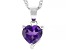 Purple Amethyst Rhodium Over Sterling Silver Childrens Birthstone Pendant With Chain 1.40ct