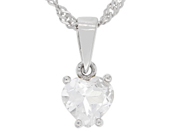 Picture of White Topaz Rhodium Over Sterling Silver Childrens Birthstone Pendant With Chain 0.81ct