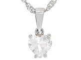 White Topaz Rhodium Over Sterling Silver Childrens Birthstone Pendant With Chain 0.81ct