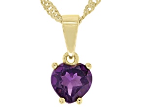 Purple Amethyst 18k Yellow Gold Over Silver Children's Birthstone Pendant With Chain 0.57ct