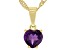 Purple Amethyst 18k Yellow Gold Over Silver Childrens Birthstone Pendant With Chain 0.57ct