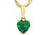 Green Lab Emerald 18k Yellow Gold Over Silver Childrens Birthstone Pendant With Chain 0.55ct
