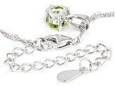 Green Peridot Rhodium Over Sterling Silver Childrens Birthstone Pendant With Chain
