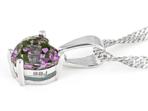 Blue Lab Alexandrite Rhodium Over Sterling Silver Childrens Birthstone Pendant With Chain