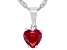 Red Lab Ruby Rhodium Over Sterling Silver Childrens Birthstone Pendant With Chain