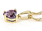 Blue Lab Created Alexandrite 18k Yellow Gold Over Silver Childrens Birthstone Pendant With Chain