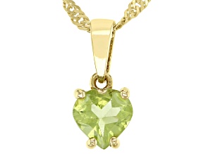Green Peridot 18k Yellow Gold Over Silver Children's Birthstone Pendant With Chain
