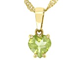 Green Peridot 18k Yellow Gold Over Silver Childrens Birthstone Pendant With Chain