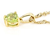 Green Peridot 18k Yellow Gold Over Silver Childrens Birthstone Pendant With Chain