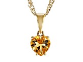 Yellow Citrine 18k Yellow Gold Over Sterling Silver Childrens Birthstone Pendant With Chain 0.55ct
