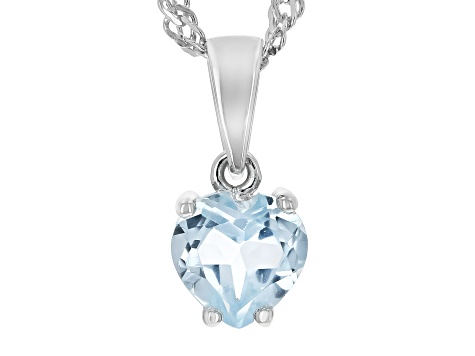 Sky Blue Topaz Rhodium Over Sterling Silver Childrens Birthstone Pendant With Chain 0.73ct