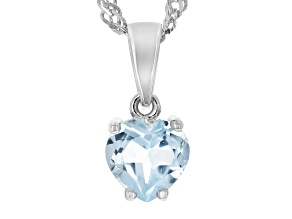 Sky Blue Topaz Rhodium Over Sterling Silver Children's Birthstone Pendant With Chain 0.73ct