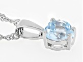 Sky Blue Topaz Rhodium Over Sterling Silver Childrens Birthstone Pendant With Chain 0.73ct