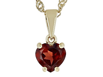 Picture of Red Garnet 18k Yellow Gold Over Sterling Silver Childrens Birthstone Pendant With Chain .81ct