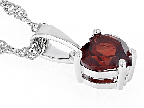 Red Garnet Rhodium Over Sterling Silver Childrens Birthstone Pendant With Chain .81ct