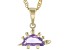 Purple Amethyst 18k Yellow Gold Over Sterling Silver Childrens Dinosaur Pendant/Chain 0.59ct