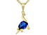 Blue Lab Created Spinel 18k Yellow Gold Over Silver Childrens Dinosaur Pendant/Chain 0.66ct