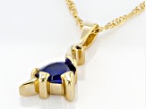 Blue Lab Created Spinel 18k Yellow Gold Over Silver Childrens Dinosaur Pendant/Chain 0.66ct