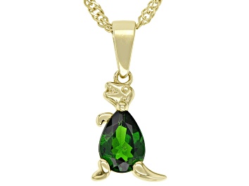 Picture of Green Chrome Diopside 18k Yellow Gold Over Sterling Silver Childrens Dinosaur Pendant/Chain 0.75ct
