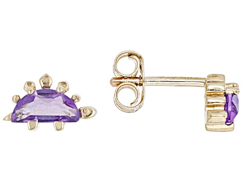 Purple Amethyst 18k Yellow Gold Over Sterling Silver Childrens Dinosaur Stud Earrings 0.68ctw