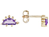 Purple Amethyst 18k Yellow Gold Over Sterling Silver Childrens Dinosaur Stud Earrings 0.68ctw