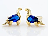 Blue Lab Created 18k Yellow Gold Over Sterling Silver Childrens Dinosaur Stud Earrings 0.31ctw