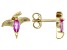 Pink Lab Created Sapphire 18k Yellow Gold Over Silver Childrens Dinosaur Stud Earrings 0.26ctw