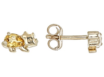 Picture of Yellow Citrine 18k Yellow Gold Over Sterling Silver Childrens Dinosaur Stud Earrings 0.31ctw