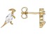 White Lab Created Sapphire 18k Yellow Gold Over Silver Childrens Dinosaur Stud Earrings 0.29ctw
