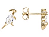 White Lab Created Sapphire 18k Yellow Gold Over Silver Childrens Dinosaur Stud Earrings 0.29ctw