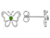 Green Chrome Diopside Rhodium Over Sterling Silver Childrens Butterfly Stud Earrings .07ctw