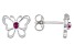 Red Ruby Rhodium Over Sterling Silver Childrens Butterfly Stud Earrings .08ctw