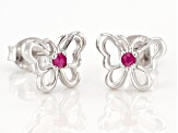 Red Mahaleo® Ruby Rhodium Over Sterling Silver Childrens Butterfly Stud Earrings .08ctw