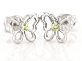 Green Peridot Rhodium Over Sterling Silver Childrens Butterfly Stud Earrings .07ctw