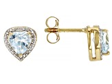 Sky Blue Topaz 18k Yellow Gold Over Sterling Silver Childrens Birthstone Stud Earrings 1.11ctw