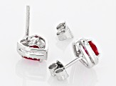 Red Lab Created Ruby Rhodium Over Sterling Silver Childrens Birthstone Earrings 1.01ctw