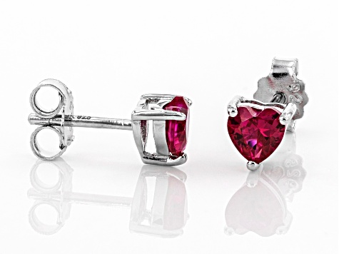 Red Lab Created Ruby Rhodium Over Sterling Silver Childrens Birthstone ...