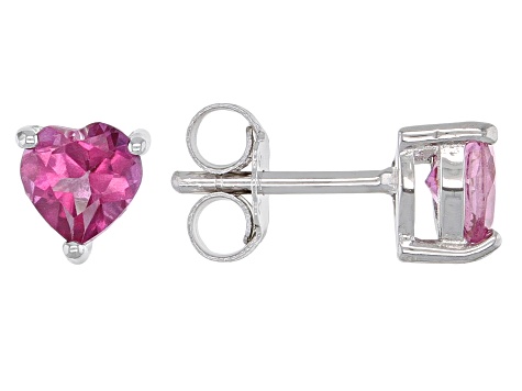 Pink Topaz Rhodium Over Sterling Silver Childrens Earrings .56ctw